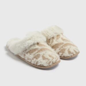 Cream Leopard Mule Slippers