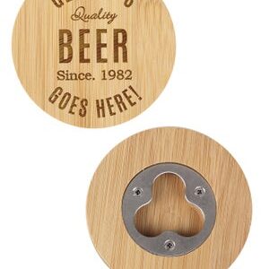 Personalised Memento Company Wood Free Text Bamboo Bottle Opener Coaster